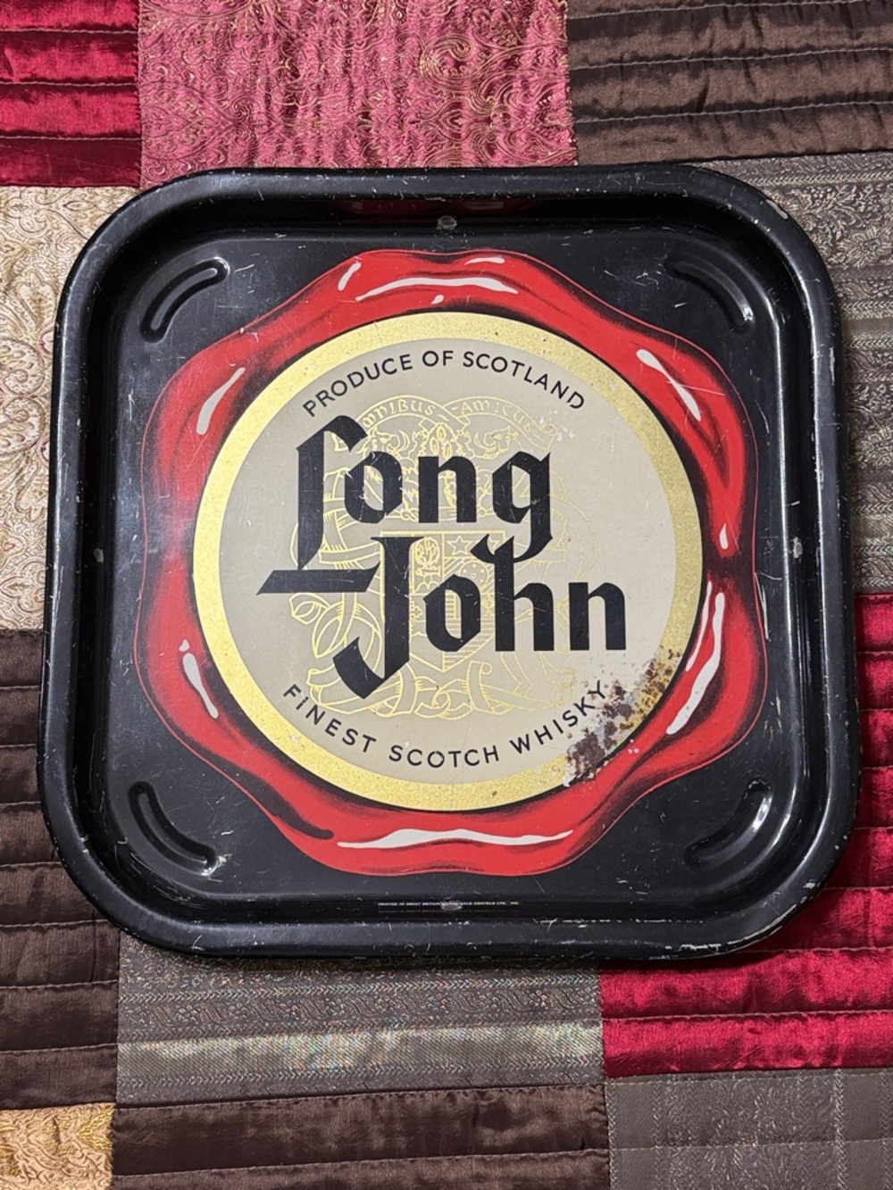 Long John Scotch Whisky Metal Serving Tray - Black & Red